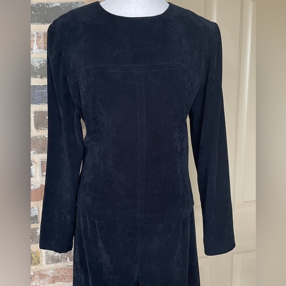 2 Pc Pantsuit Edgy Black Sueded Fabric Button Back 90’s Positive Attitude Size 8 - Picture 3 of 12